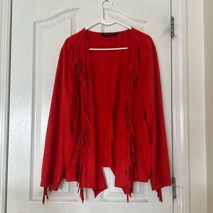 Colleen Lopez Women’s Faux Suede Fringe Jacket Rich Red